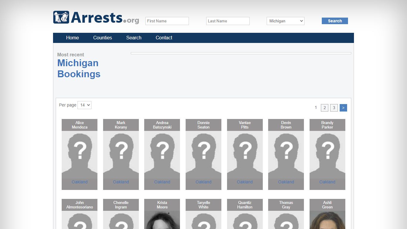 Michigan Arrests and Inmate Search
